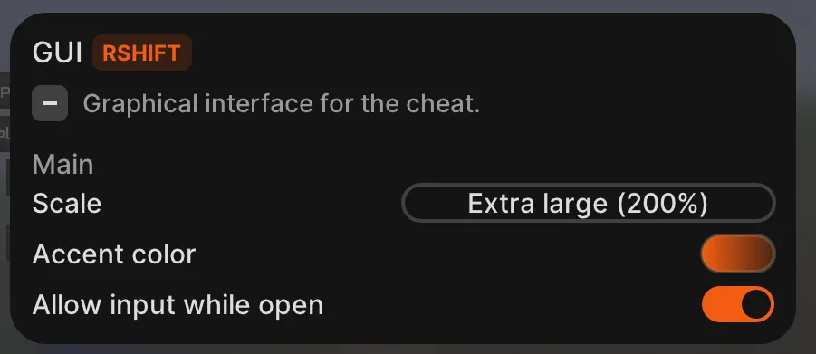The GUI settings