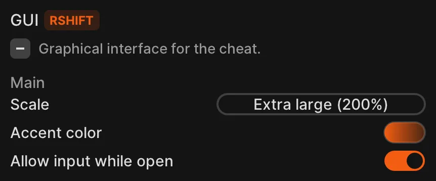The GUI settings